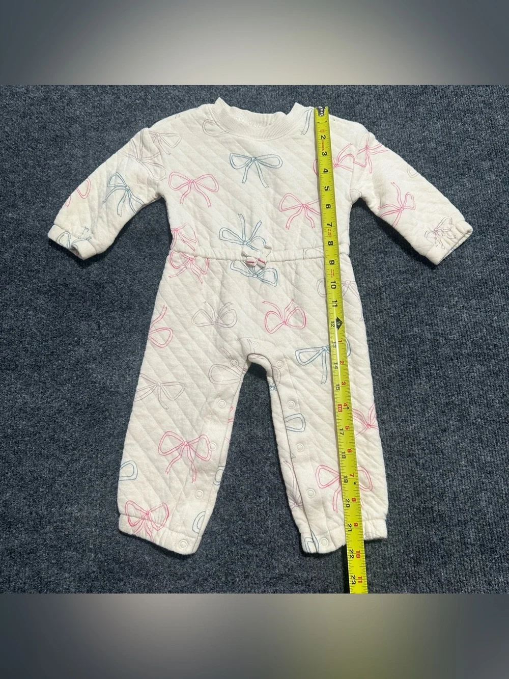 Carter's Quilted Baby Girl Bow Print Long-Sleeve Jumpsuit